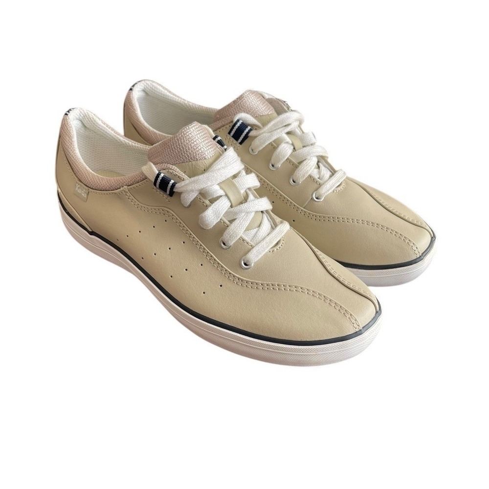 Womens Keds Leather Sneakers 8 Beige Rose Gold Low Top WH55448M Excellent